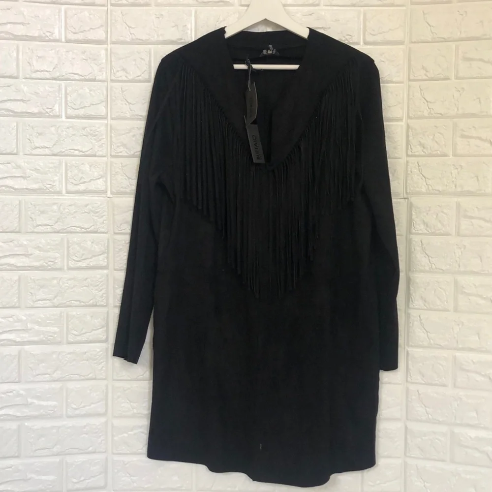 Elegant Black Fringe Dress - Picture 2 of 6